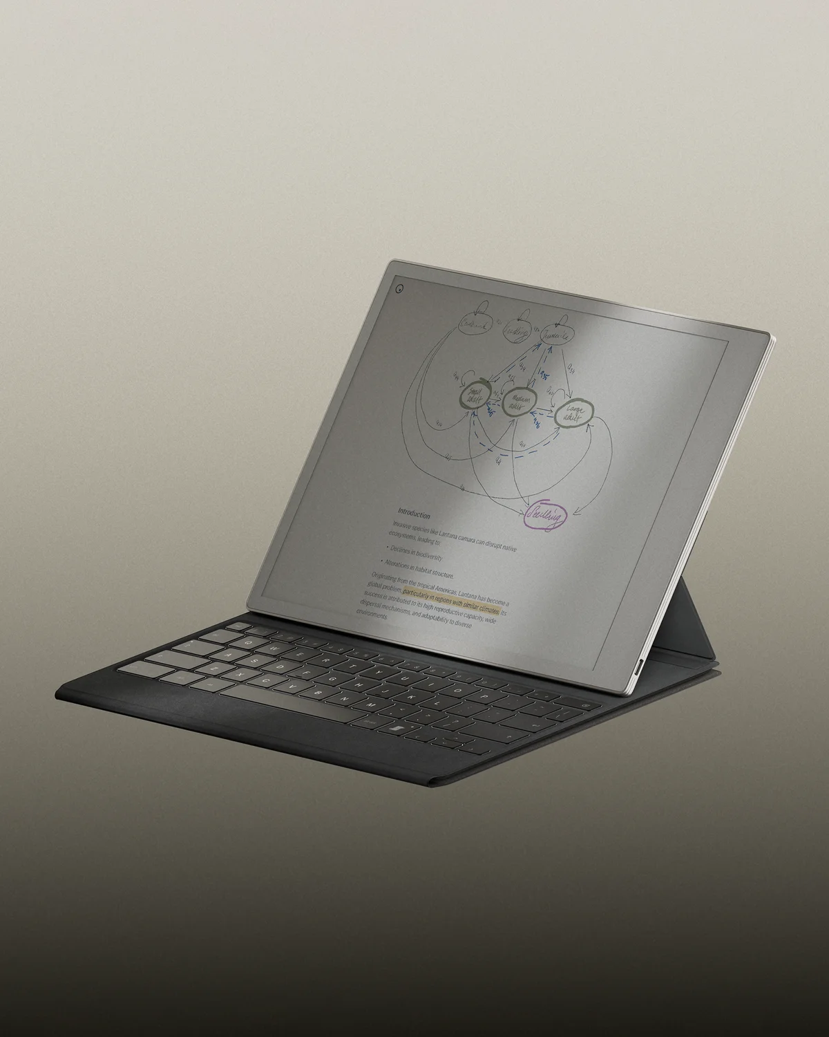 Official view of reMarkable Paper Pro mounted in its backlit Type Folio